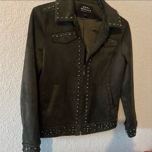 Women's Western Studded Jacket - Dark Olive Green